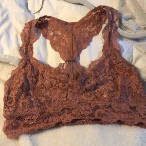 Pink lace racer back express bralette